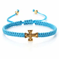 Christian Braided Rope Bracelet With Cross Charm -Lord's Guidance RopeBraceletBlue