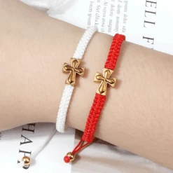 Christian Braided Rope Bracelet With Cross Charm -Lord's Guidance RopeBraceletModel