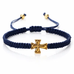 Christian Braided Rope Bracelet With Cross Charm -Lord's Guidance RopeBraceletNavyBlue