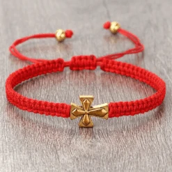 Christian Braided Rope Bracelet With Cross Charm -Lord's Guidance RopeBraceletRedinSitu