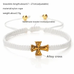 Christian Braided Rope Bracelet With Cross Charm -Lord's Guidance RopeBraceletWhiteSpec