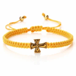 Christian Braided Rope Bracelet With Cross Charm -Lord's Guidance RopeBraceletYellow