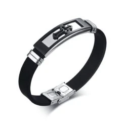 Men's Cross Bracelet Rubber Black Cross