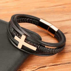 Men's Cross Bracelet Cross And Leather 15 Men's Cross Bracelet Cross And Leather -Lord's Guidance Sanstitre 3