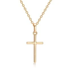 Simple Christian Cross Chain Necklace 7 Simple Christian Cross Chain Necklace -Lord's Guidance SimpleCrossNecklaceGold