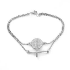 Women's Cross Bracelet St Benedict Medal 7 Women's Cross Bracelet St Benedict Medal -Lord's Guidance St Benedict Medal Bracelet silver lords guidance.com