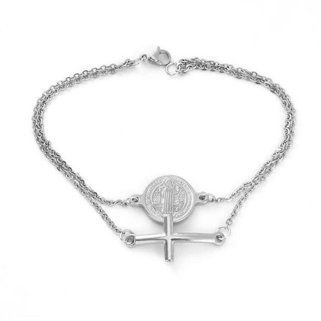 Women's Cross Bracelet St Benedict Medal 4 Women's Cross Bracelet St Benedict Medal - Image 2