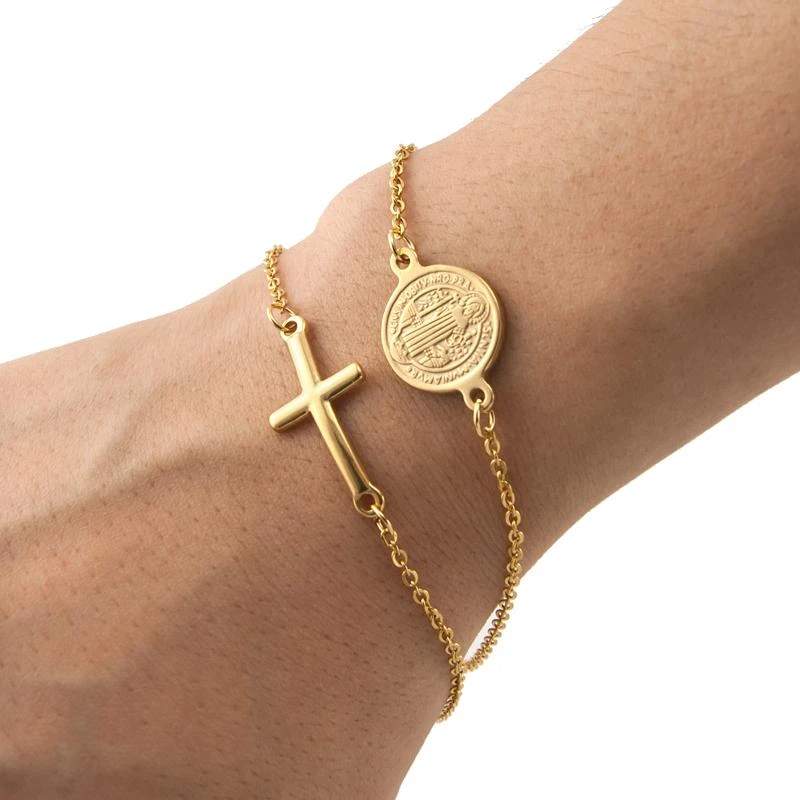 Women's Cross Bracelet St Benedict Medal 5 Women's Cross Bracelet St Benedict Medal - Image 3