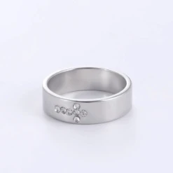 Stainless Steel Jewelled Cross Ring 18 Stainless Steel Jewelled Cross Ring -Lord's Guidance StainlessSteelJewelledCrossRing1