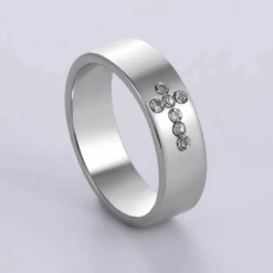 Stainless Steel Jewelled Cross Ring 17 Stainless Steel Jewelled Cross Ring -Lord's Guidance StainlessSteelJewelledCrossRing2