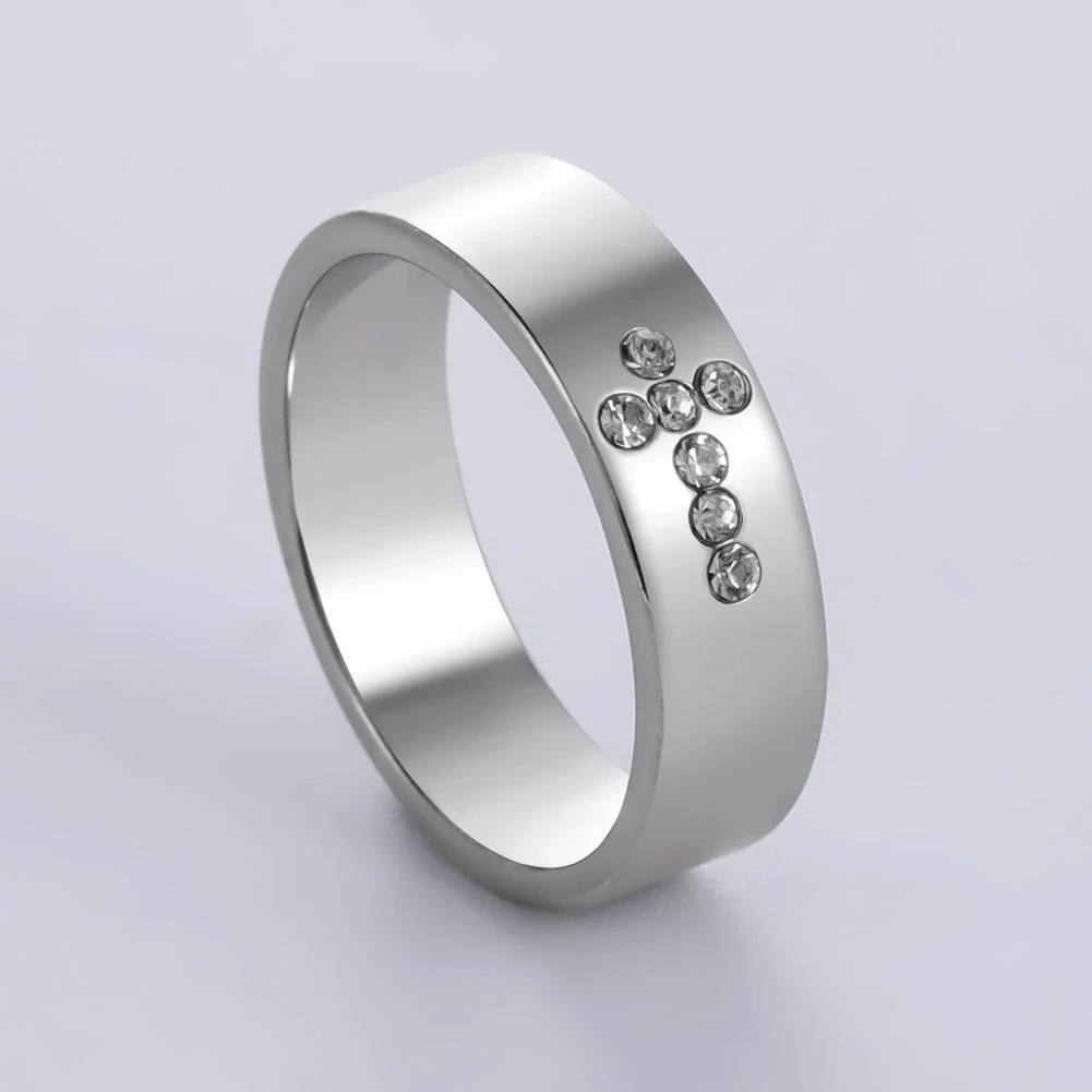 Stainless Steel Jewelled Cross Ring 6 Stainless Steel Jewelled Cross Ring - Image 4