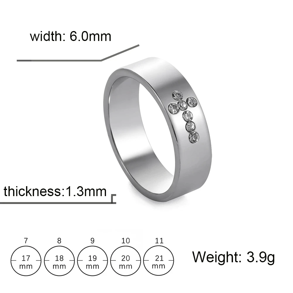 Stainless Steel Jewelled Cross Ring 9 Stainless Steel Jewelled Cross Ring - Image 7