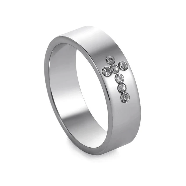Stainless Steel Jewelled Cross Ring 10 Stainless Steel Jewelled Cross Ring - Image 8