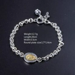 Sterling Silver Virgin Mary Chain Bracelet With Cross Charm 13 Sterling Silver Virgin Mary Chain Bracelet With Cross Charm -Lord's Guidance SterlingSilverBracelet1