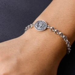 Sterling Silver Virgin Mary Chain Bracelet With Cross Charm 12 Sterling Silver Virgin Mary Chain Bracelet With Cross Charm -Lord's Guidance SterlingSilverBracelet2