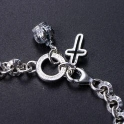 Sterling Silver Virgin Mary Chain Bracelet With Cross Charm 11 Sterling Silver Virgin Mary Chain Bracelet With Cross Charm -Lord's Guidance SterlingSilverBracelet5