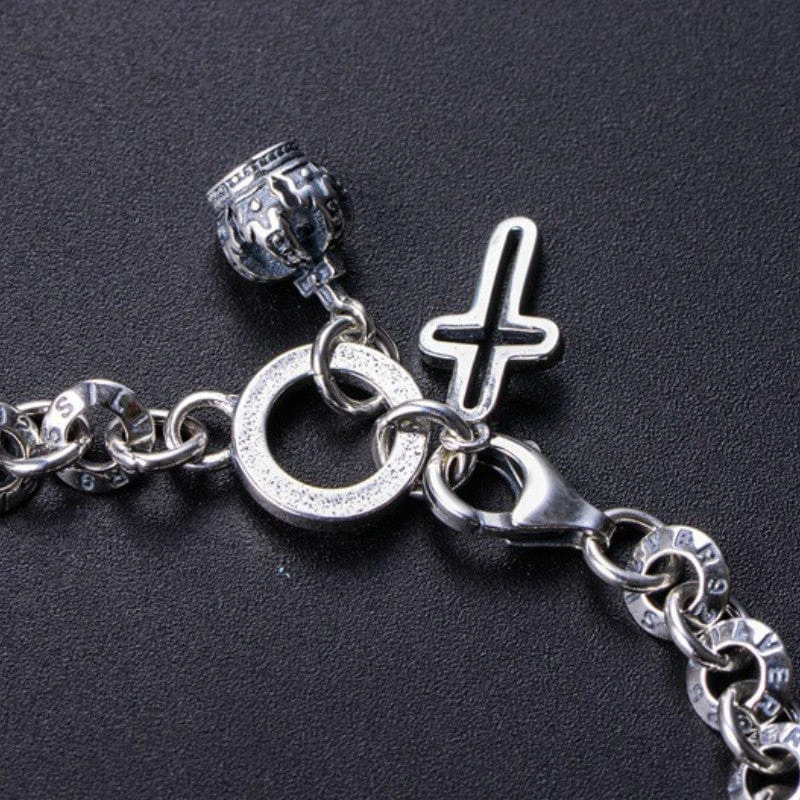 Sterling Silver Virgin Mary Chain Bracelet With Cross Charm 6 Sterling Silver Virgin Mary Chain Bracelet With Cross Charm - Image 4