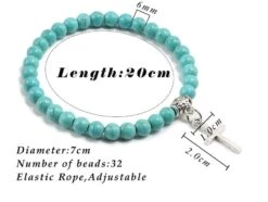 Stone Bead Religious Bracelet With Cross Charm 37 Stone Bead Religious Bracelet With Cross Charm -Lord's Guidance StoneBeadBraceletSpec