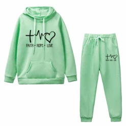 'Faith Hope Love' Christian Tracksuit Set 26 'Faith Hope Love' Christian Tracksuit Set -Lord's Guidance TracksuitStyle1Green