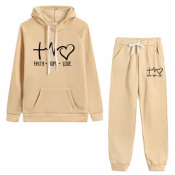 'Faith Hope Love' Christian Tracksuit Set 27 'Faith Hope Love' Christian Tracksuit Set -Lord's Guidance TracksuitStyle1Khaki