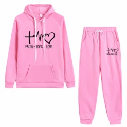 'Faith Hope Love' Christian Tracksuit Set 28 'Faith Hope Love' Christian Tracksuit Set -Lord's Guidance TracksuitStyle1Pink