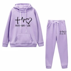 'Faith Hope Love' Christian Tracksuit Set 24 'Faith Hope Love' Christian Tracksuit Set -Lord's Guidance TracksuitStyle1Purple
