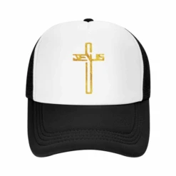Jesus Cross Adjustable Baseball Cap 38 Jesus Cross Adjustable Baseball Cap -Lord's Guidance TruckerCapBlack