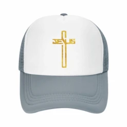 Jesus Cross Adjustable Baseball Cap 35 Jesus Cross Adjustable Baseball Cap -Lord's Guidance TruckerCapGrey