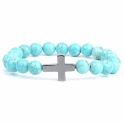 Cross Bead Bracelet Turquoise Stone