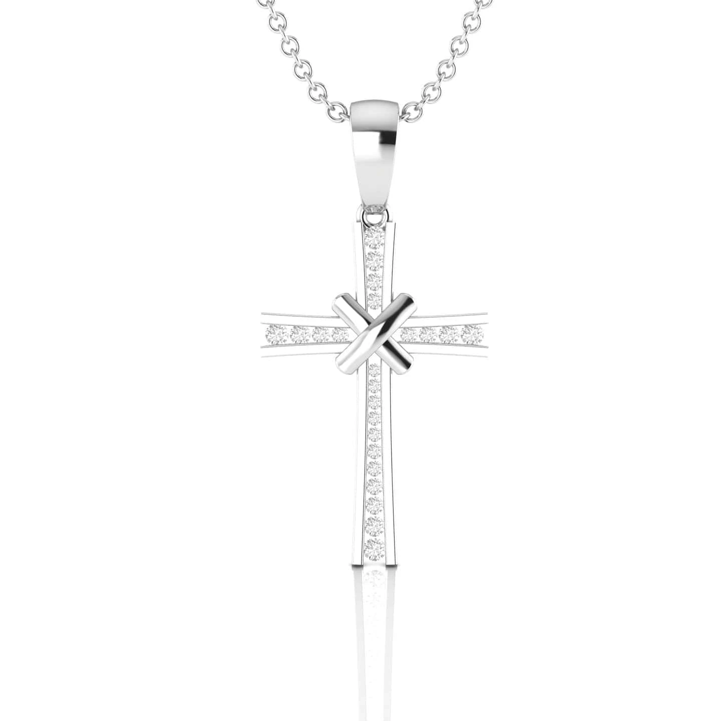 Diamond Cross Necklace With Diagonal Cross Detail 7 Diamond Cross Necklace With Diagonal Cross Detail - Image 5