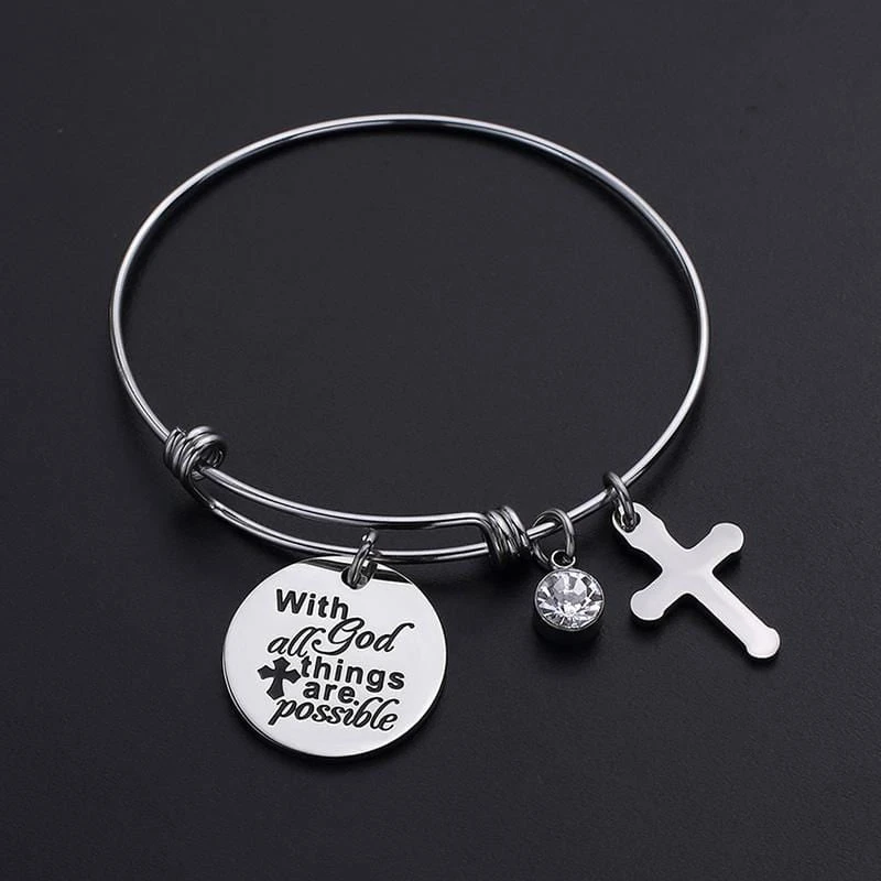 Bible Verse Bracelet All Things Are Possible (Bangle) 4 Bible Verse Bracelet All Things Are Possible (Bangle) - Image 2