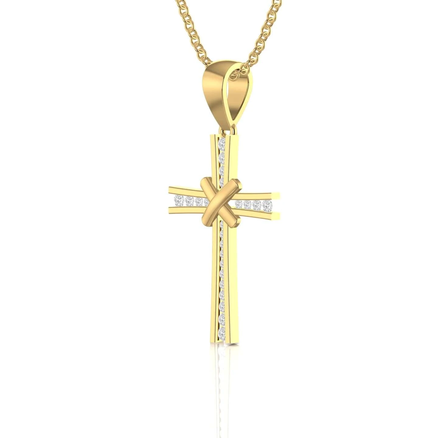 Diamond Cross Necklace With Diagonal Cross Detail 4 Diamond Cross Necklace With Diagonal Cross Detail - Image 2