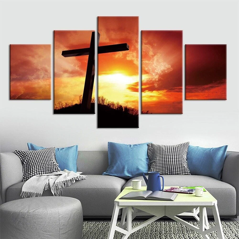 Christian Canvas Art Sunset Cross 7 Christian Canvas Art Sunset Cross - Image 5