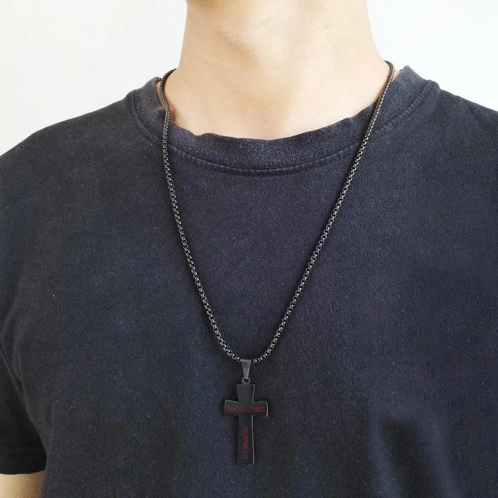 Men's Christian Necklace ICan Do All Things Baseball (Black) 5 Men's Christian Necklace ICan Do All Things Baseball (Black) - Image 3