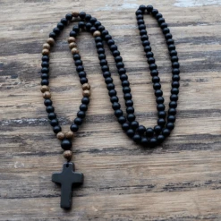 Men's Christian Necklace Rosary Bead 8 Men's Christian Necklace Rosary Bead -Lord's Guidance bead necklace with cross lords guidance