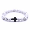 Cross Bead Bracelet Marble White 2 Cross Bead Bracelet Marble White -Lord's Guidance beaded cross bracelet white lords guidance