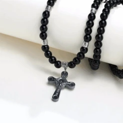Men's Christian Necklace Beaded Crucifix 10 Men's Christian Necklace Beaded Crucifix -Lord's Guidance beaded crucifix necklace