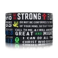 Bible Verse Bracelet Wristbands 4PCS (Silicone) 8 Bible Verse Bracelet Wristbands 4PCS (Silicone) -Lord's Guidance bible verse wristband lord s guidance