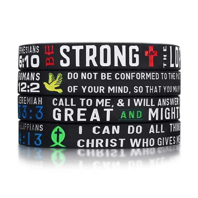 Bible Verse Bracelet Wristbands 4PCS (Silicone) 4 Bible Verse Bracelet Wristbands 4PCS (Silicone) - Image 2