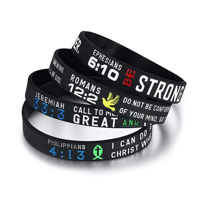 Bible Verse Bracelet Wristbands 4PCS (Silicone) 3 Bible Verse Bracelet Wristbands 4PCS (Silicone)