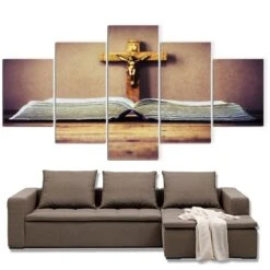 Christian Canvas Art Bible And Crucifix