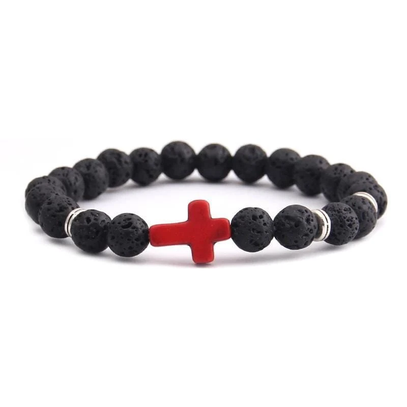 Cross Bead Bracelet Red Cross 4 Cross Bead Bracelet Red Cross - Image 2
