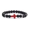 Cross Bead Bracelet Red Cross 1 Cross Bead Bracelet Red Cross -Lord's Guidance black bracelet with cross matte silver lords guidance