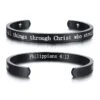Bible Verse Bracelet I Can Do All Things Through Christ (Cuff) 1 Bible Verse Bracelet I Can Do All Things Through Christ (Cuff) -Lord's Guidance black cuff bible verse bracelet philippians 4 13 lord s guidance