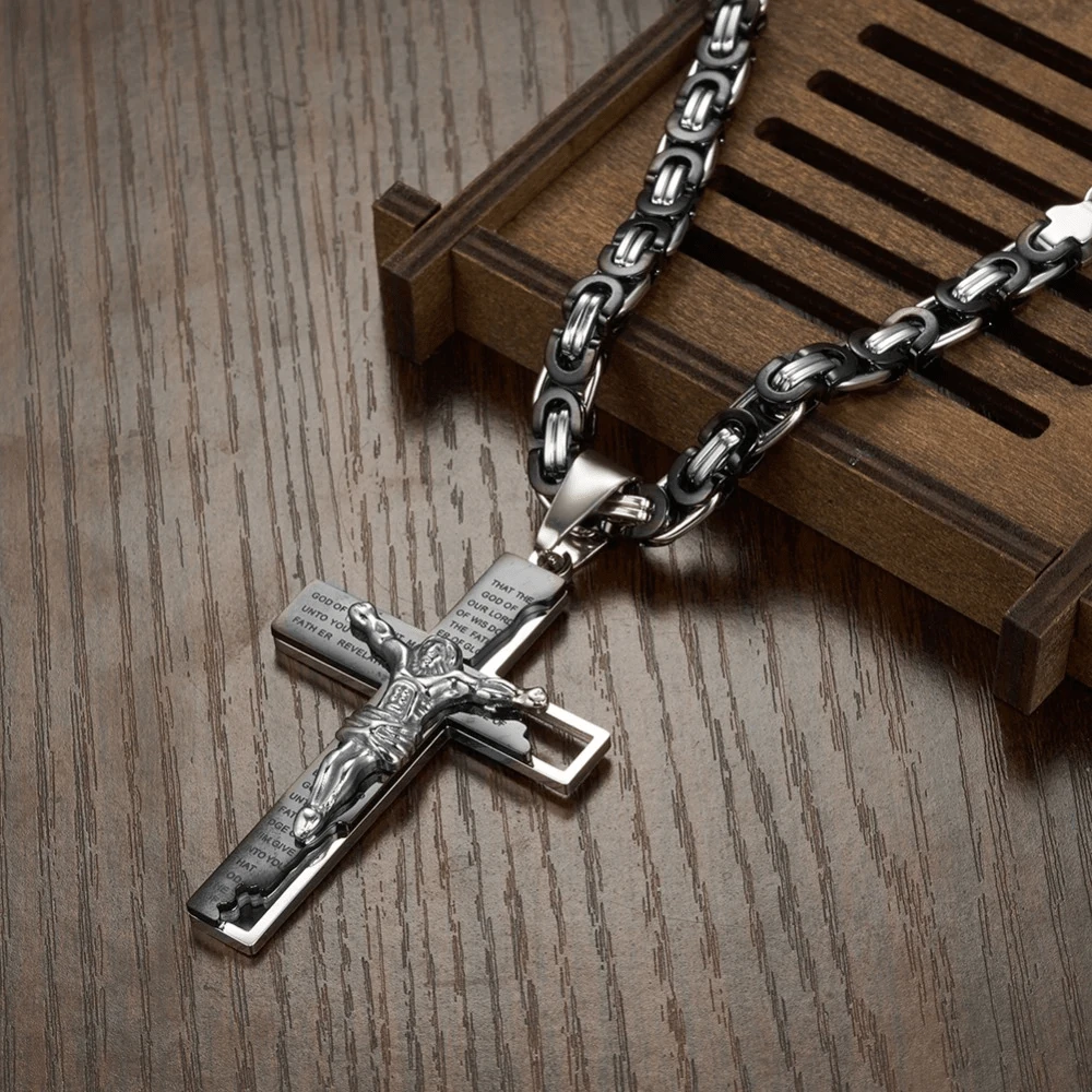 Men's Christian Necklace Jesus (Black) 4 Men's Christian Necklace Jesus (Black) - Image 2