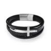 Men's Cross Bracelet Black Leather
