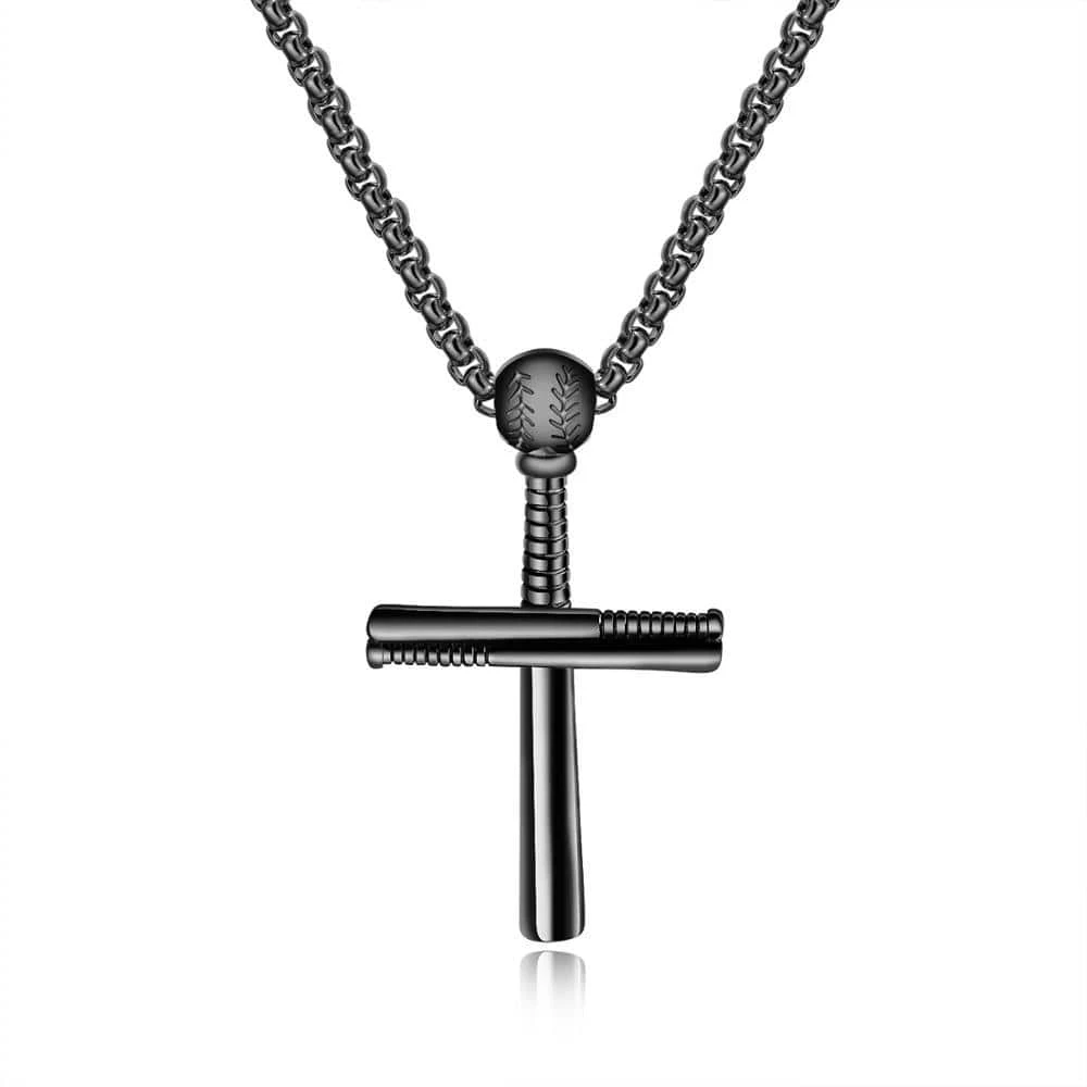 Men's Christian Necklace Baseball Bat (Black) 3 Men's Christian Necklace Baseball Bat (Black)
