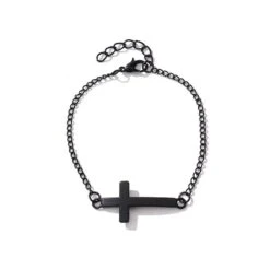 Women's Cross Bracelet Sideways Black