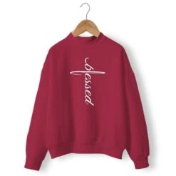 Christian Sweatshirt Blessed Cross 19 Christian Sweatshirt Blessed Cross -Lord's Guidance blessed sweatshirt burgundy