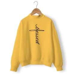 Christian Sweatshirt Blessed Cross 17 Christian Sweatshirt Blessed Cross -Lord's Guidance blessed sweatshirt yellow